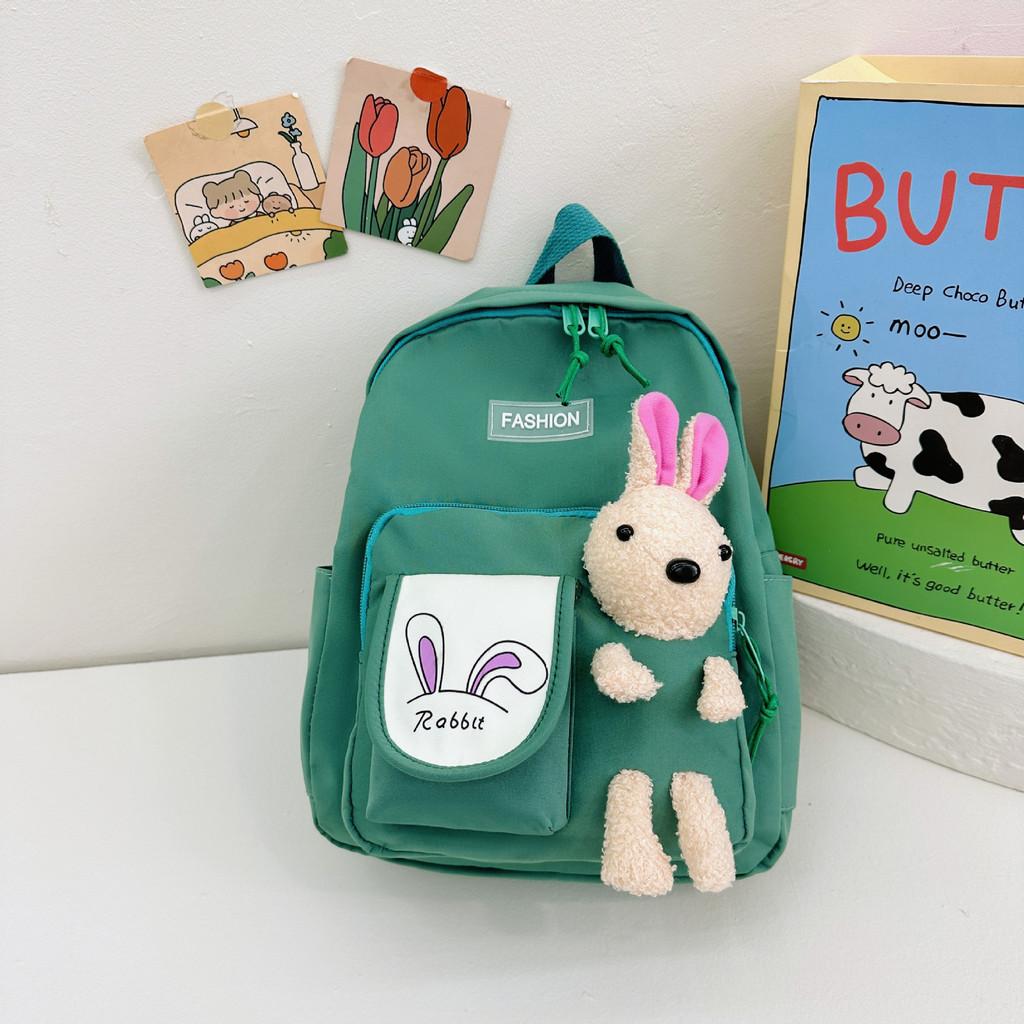 Adorable Nylon Animal Print Kids Backpack Spacious Cute Kindergarten Bag зелёный