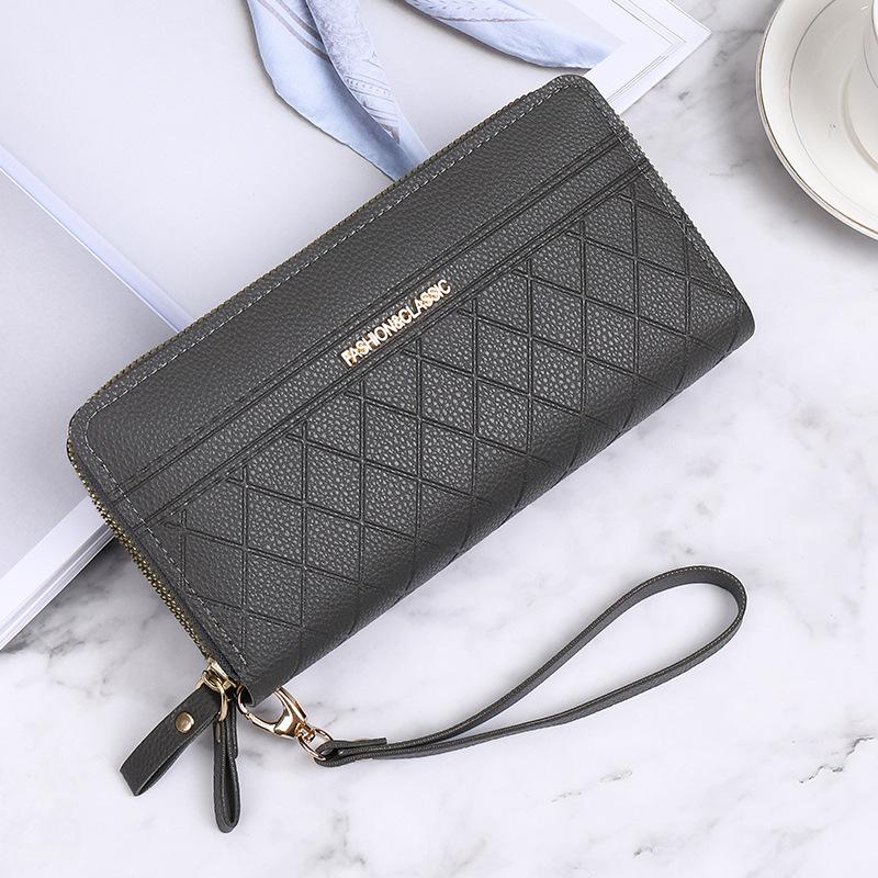 

Кошелек женский длинный новый двойная молния высококачественный однотонный простой клатч женский кошелек большой вместимости женский