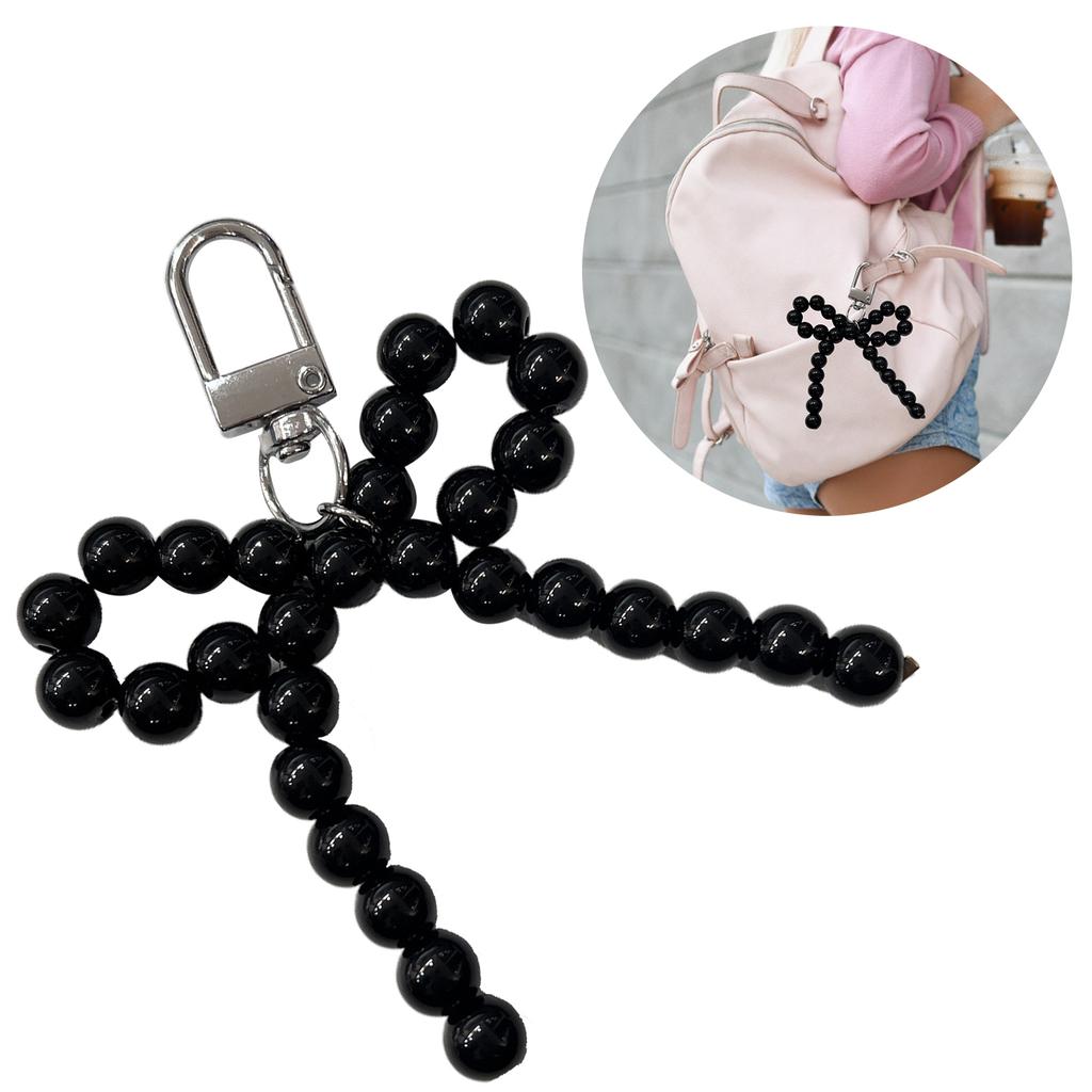 Cute Bowknot Keychain Pendant Fashionable Beaded Phone Charm for Case Decoration Lovely Charm for Women and Girls