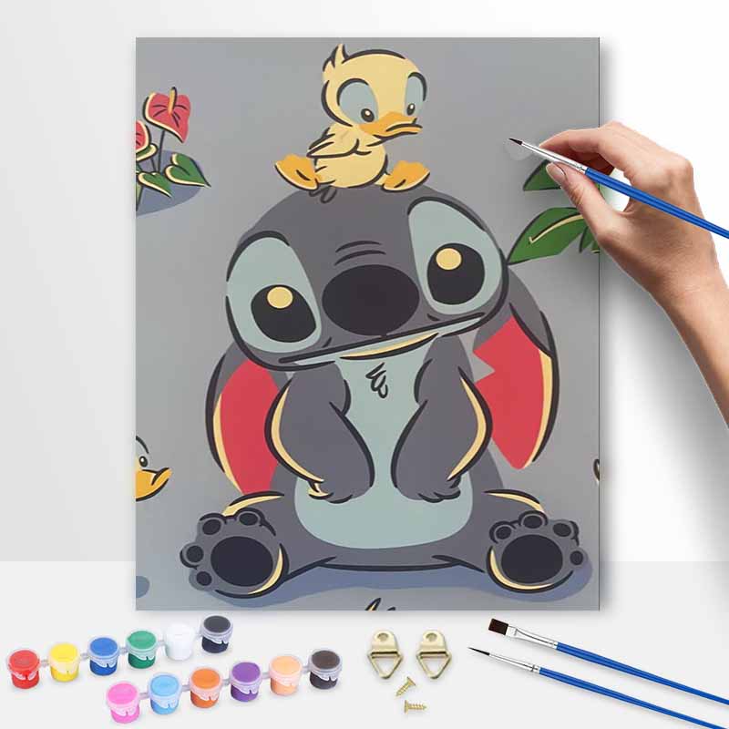 Disney Stitch Duck Oil Painting Kit, Hand Painting Canvas DIY Home Decor