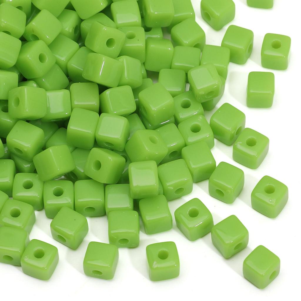 144Pcs Acrylic Solid Color Three-dimensional Square Bead For DIY Necklace Bracelet Earrings Jewelry Making Craft Accessories