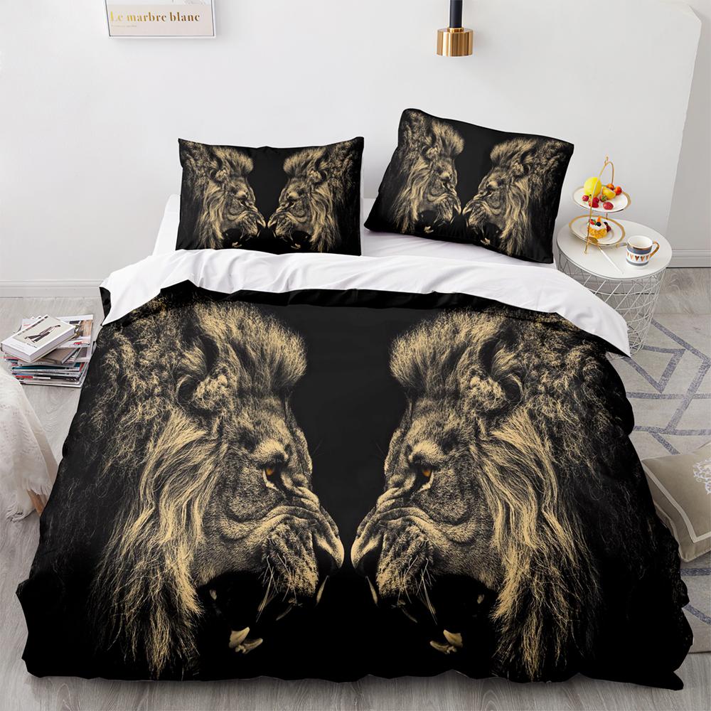 Beast Lion Bedding Set Single Twin Full Queen King Size Animal Bed Set Aldult Kid Bedroom Duvetcover Sets 3D Print 030