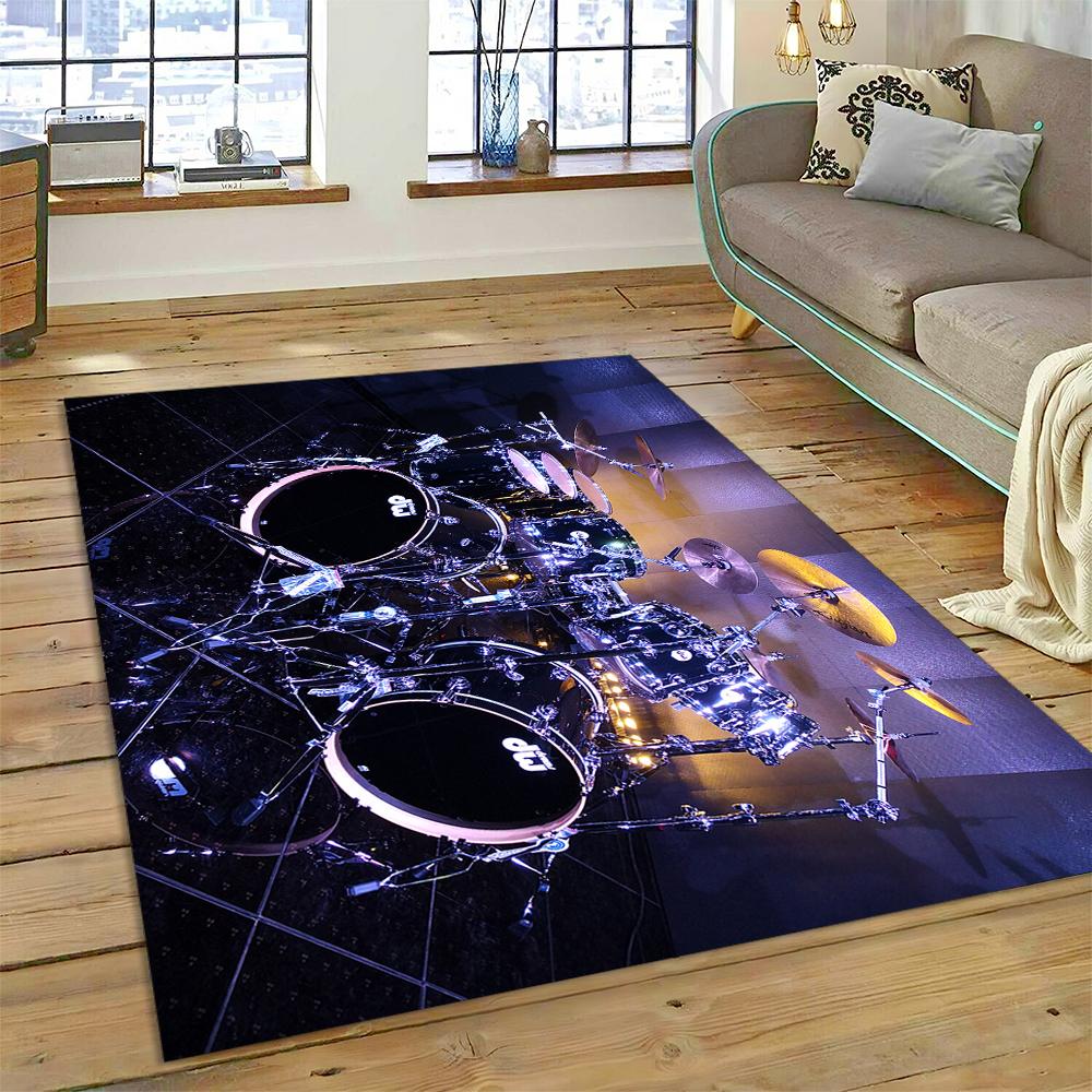 Drum Kit Music Instruments Drum Set Carpet Rug for Home Living Room Bedroom Sofa Doormat Decor,kids Area Rug Non-slip Floor Mat