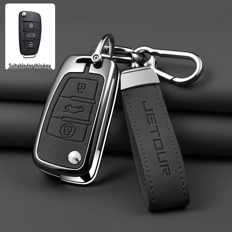 Jetour X70M Folding Key Cover (2019-2022) - 1.5T Model High-Grade Key Fob Case with Metal Shell Buckle (2021)