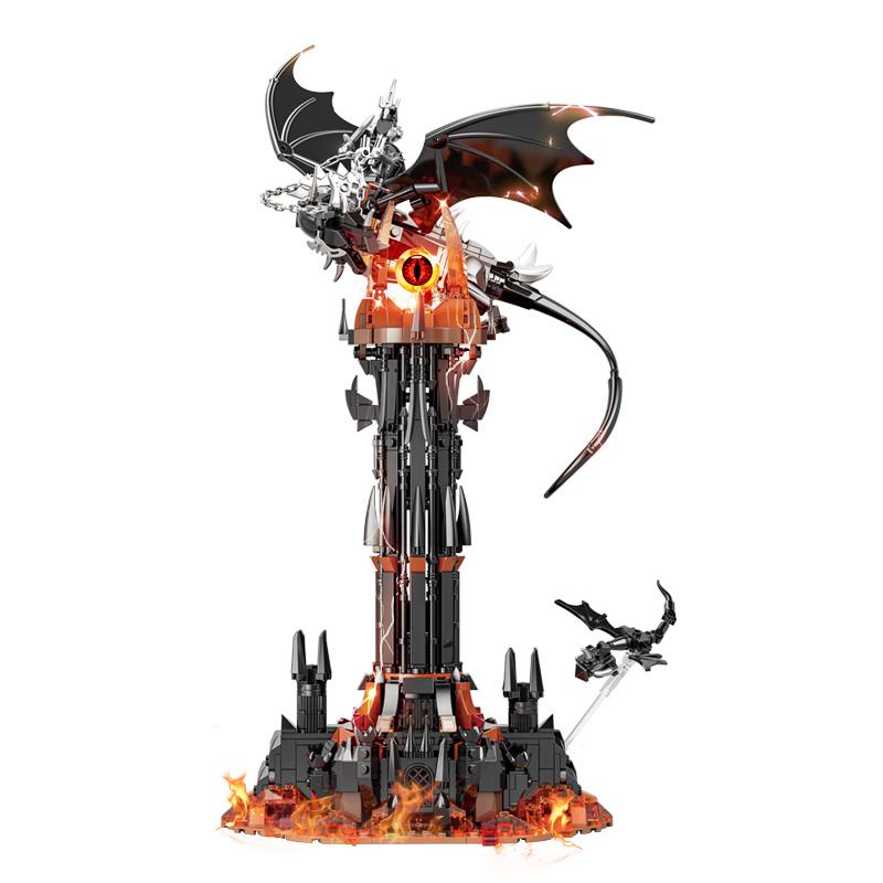 MOC Lord Rings Movie The Fell Beast Magic Tower With Led Lights Magic Fortress Castle Assemble Collection Bricks Model Toys Gift