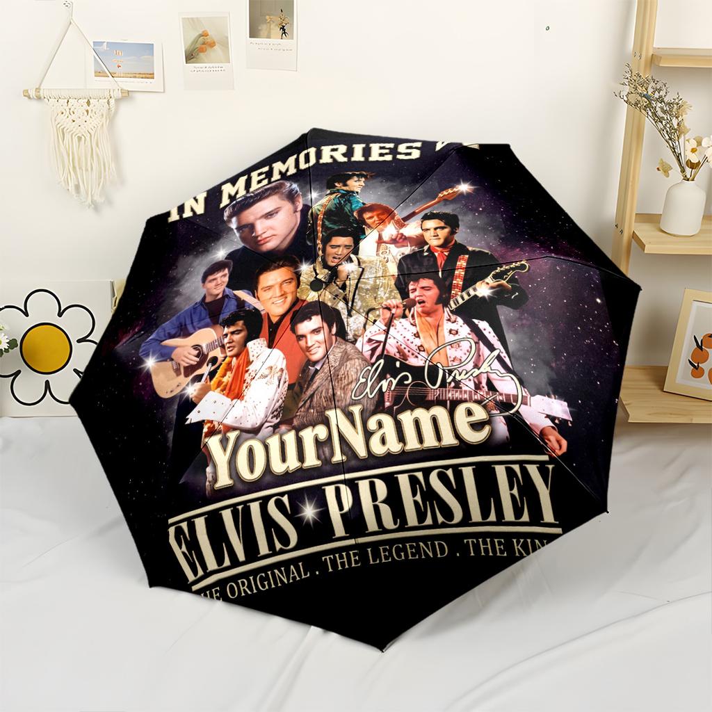 Elvis Personalized Name Umbrella Automatic Umbrella Compact 8-Rib Lightweight Lightweight Travel Essential Fashionable Gift for Festivals