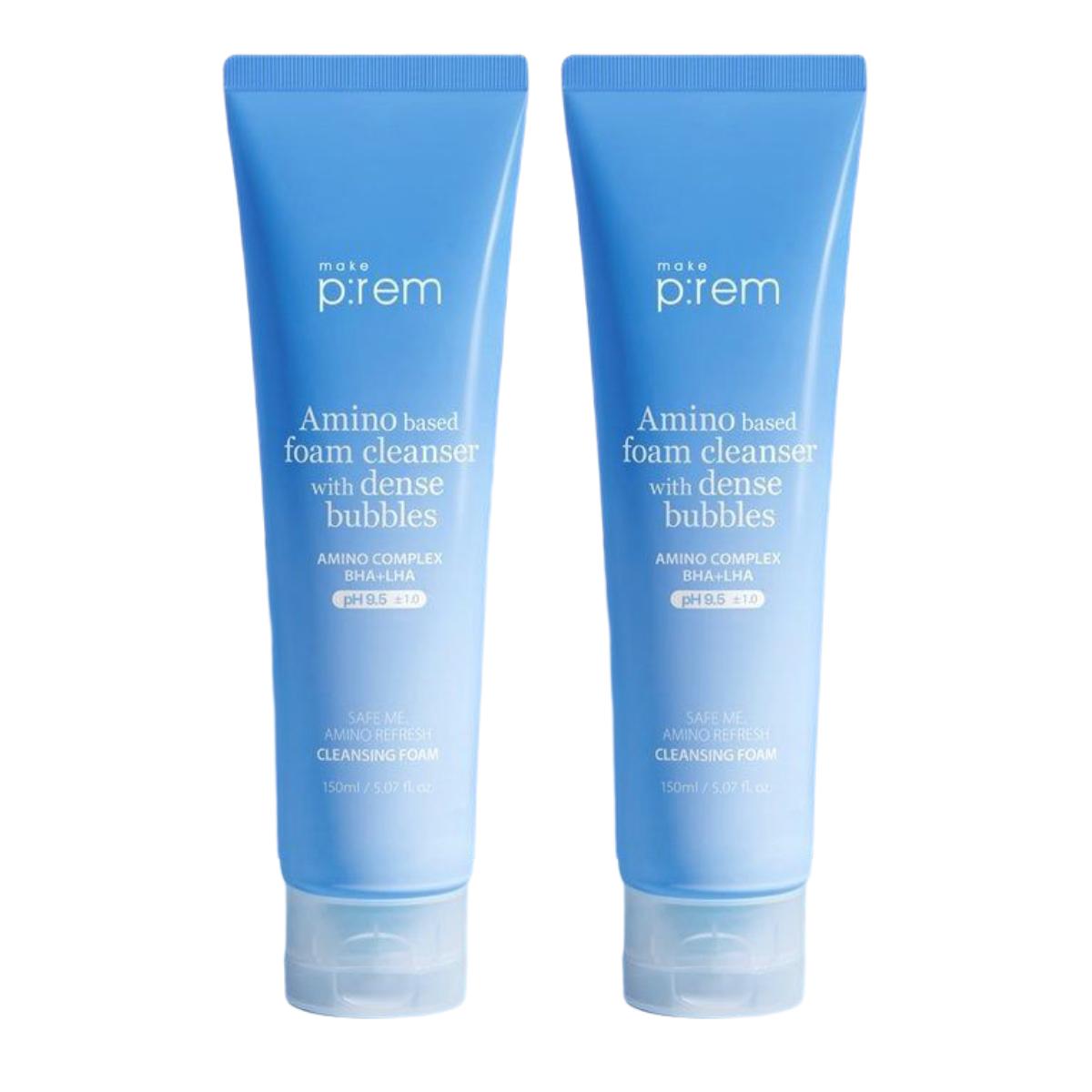 Сделайте P:rem Safe Me Relief Amino Refresh Очищающая пенка для умывания 150 мл Двойная упаковка Глубокое очищение Увлажняющее средство для умывания лица
