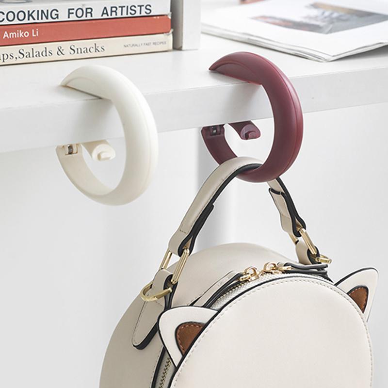 5-color desk hooks, office table edge bag hanger, no-drill removable mounting hooks