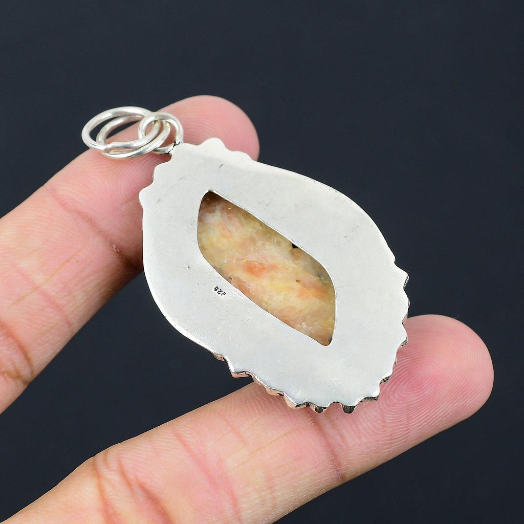 Gift For Her 925 Sterling Silver Natural Sunstone Gemstone Jewelry Pendant