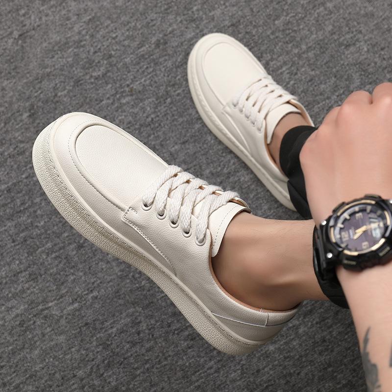 Fashion New Men's Comfort All Match Lace Up Thick-soled Height Increasing Causal Shoes Male Fashion Flats Moccasins Walking Sneakers