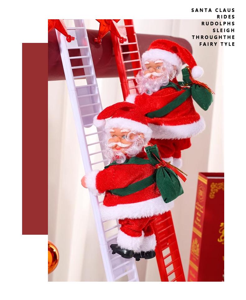 Red Climbing Santa Claus with White Ladder for Christmas Decor