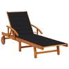 Garden Chaise Longue with Cushion - vidaXL - Solid Acacia Wood