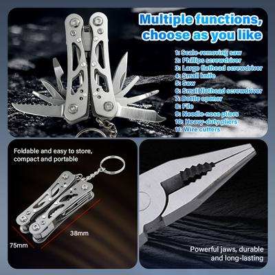 Stainless Steel Camping Multitool Folding Pliers & Knife Design Portable Outdoor Survival Gear for Hiking & Emergency Situations