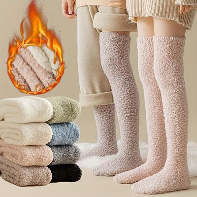 Winterkältebeständige und warme Plüschsocken, Overknee-Socken mit Plüsch und dicken Wadensocken, bequeme und weiche Outdoor-Beinbezüge für Paare