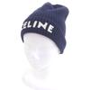 Excellent Knit Cap Logo Patch Beanie Hat Navy Wool Mens 2AH35423P Used