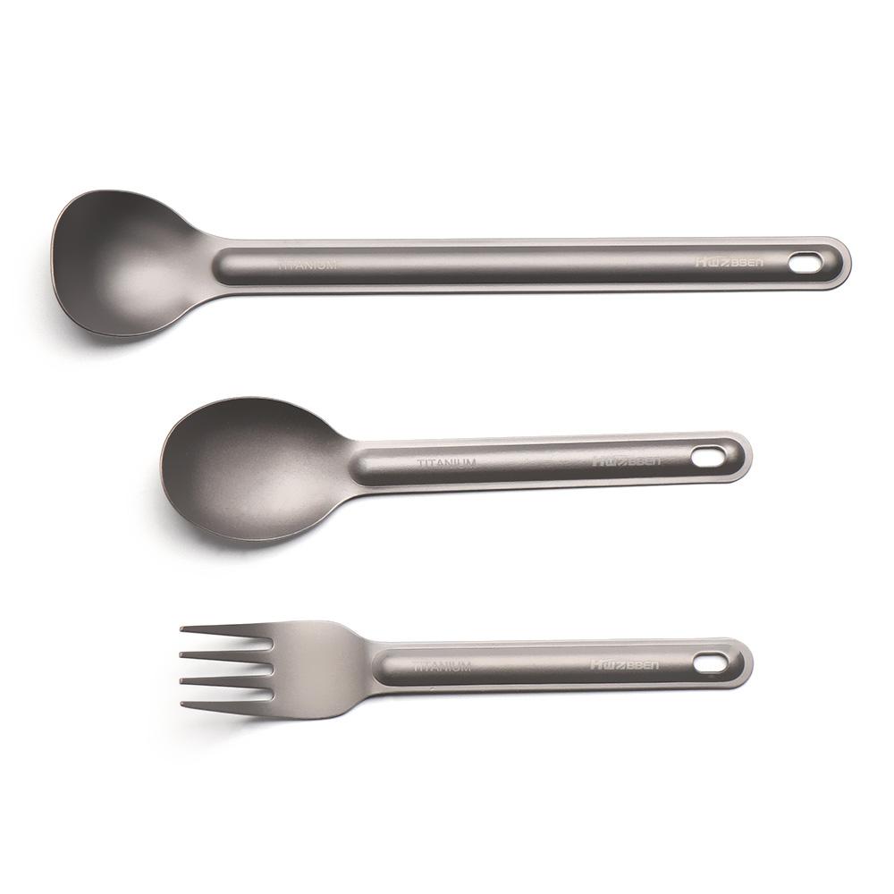 Pure EDC Camping Tool Long Handle Spoon Titanium Cookware Cutlery Fork Outdoor Picnic Accessories