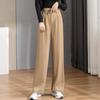Women's 2025 High Waist Slim Fit Loose Draped Gray or Black Suit Pants for Spring and Autumn