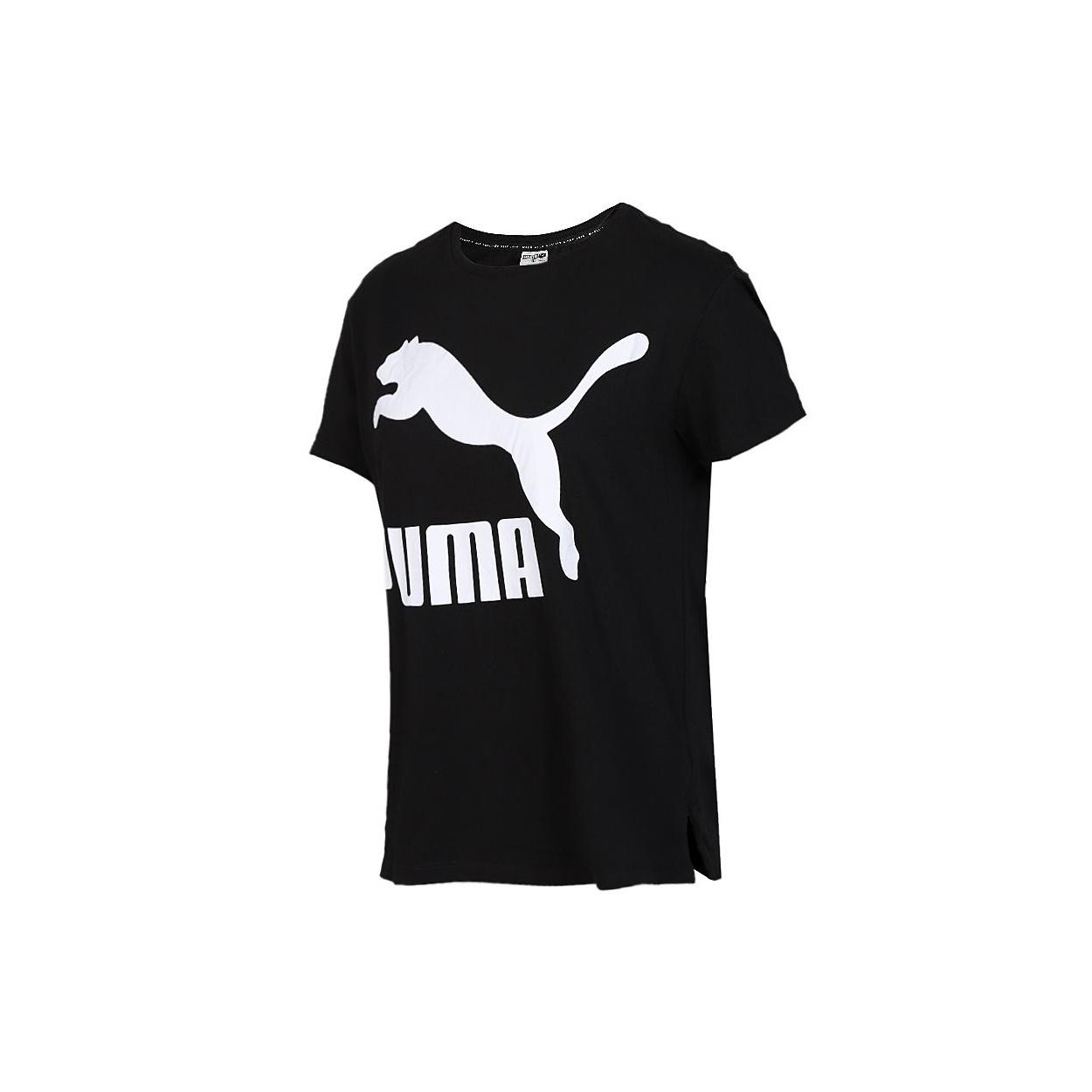 (WMNS) PUMA Classics Logo Tee Running Short Sleeve TEE Black Women s 596512-01 S