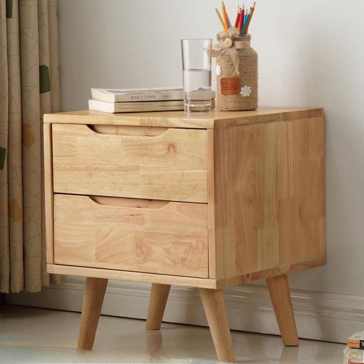 Solid Wood Nordic Bedside Table with Storage for Small Apartments and Bedrooms