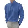 Automne Printemps Chemise Homme Boutonnée Demi-ouverte Col Montant Manches Longues Couleur Unie Poignet Élastique Pull Ample Vêtement Quotidien Haut de Bureau