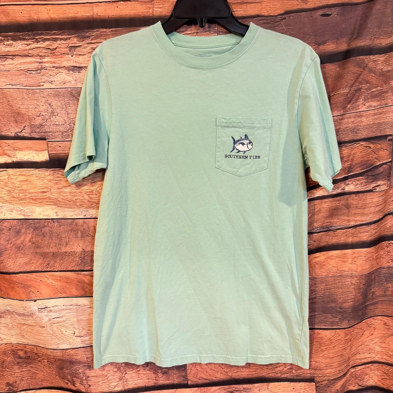 Southern Tide Men s S Mint Green Cotton Skipjack Graphic Pocket Tee Unisex T-Shirt M