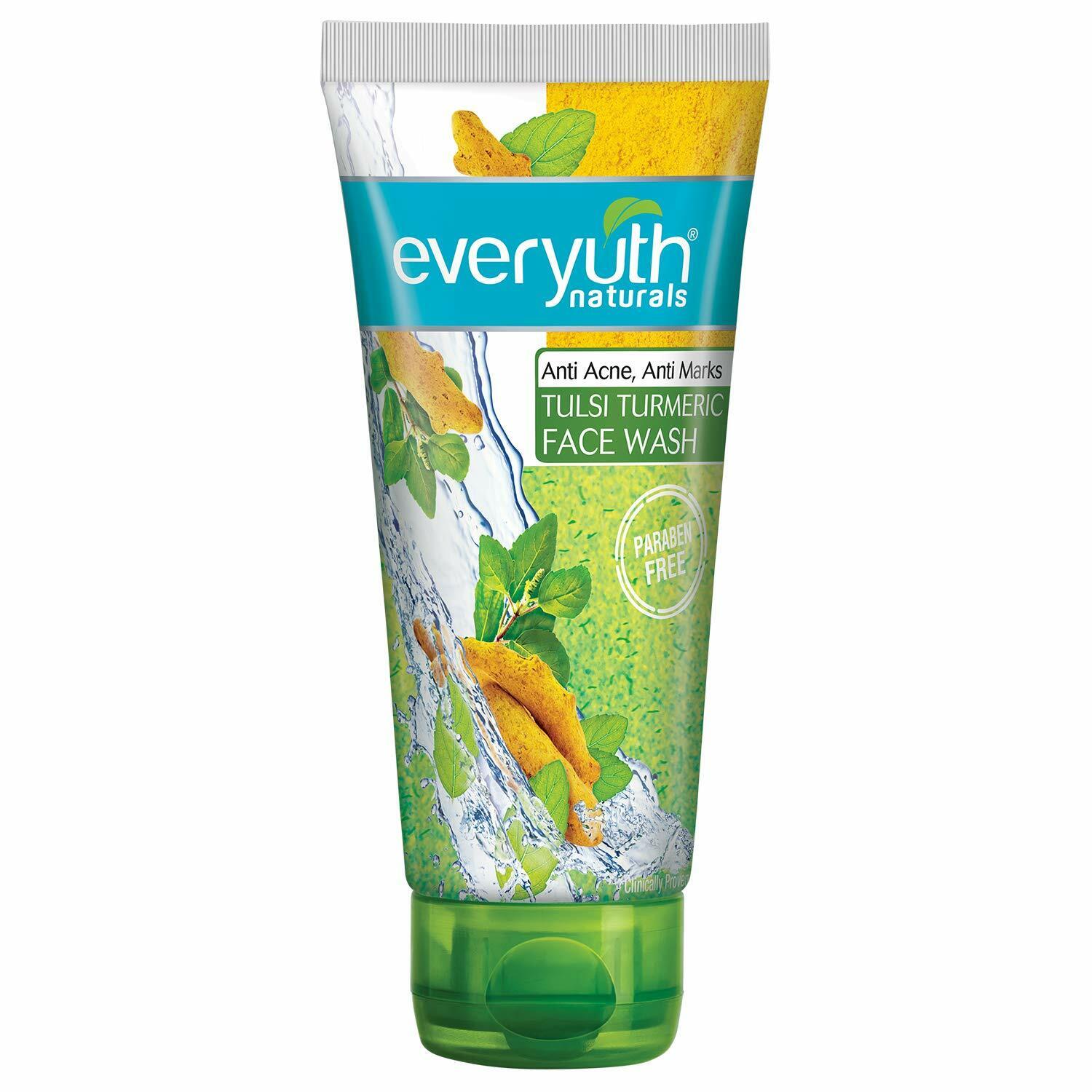 

Everyuth Naturals Anti Acne, Средство для умывания лица с куркумой и тулси, 150 г