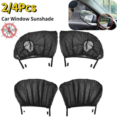 Universal Car Side Window Sunshade Set Front + Rear Mesh Anti Mosquito Sun Shade Screen Double Anti-UV Auto
