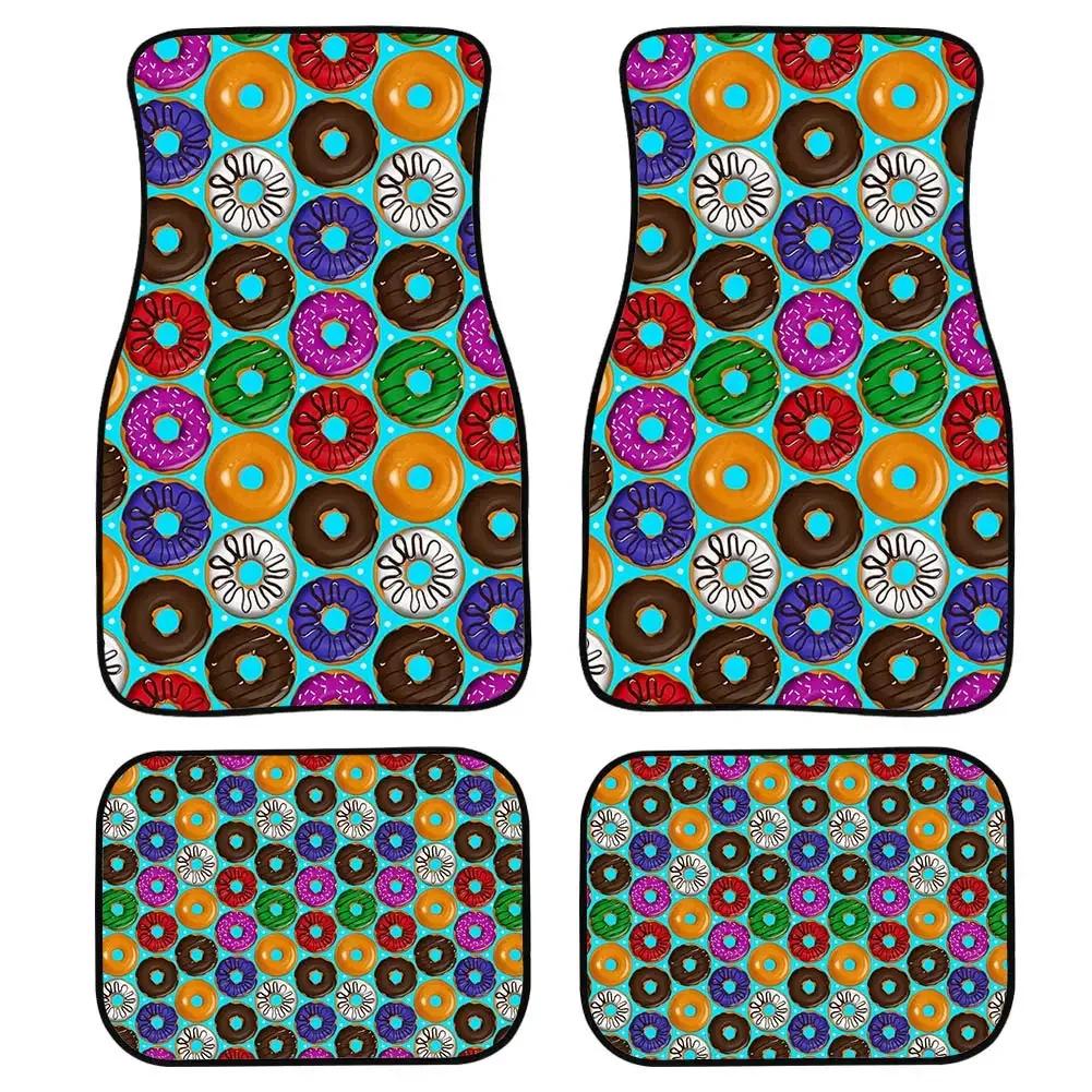 Pink Donuts Heavy Duty Rubber Floor Mats Set 4 PCS Car SUV Truck & Van-All Weather Protection Rugs