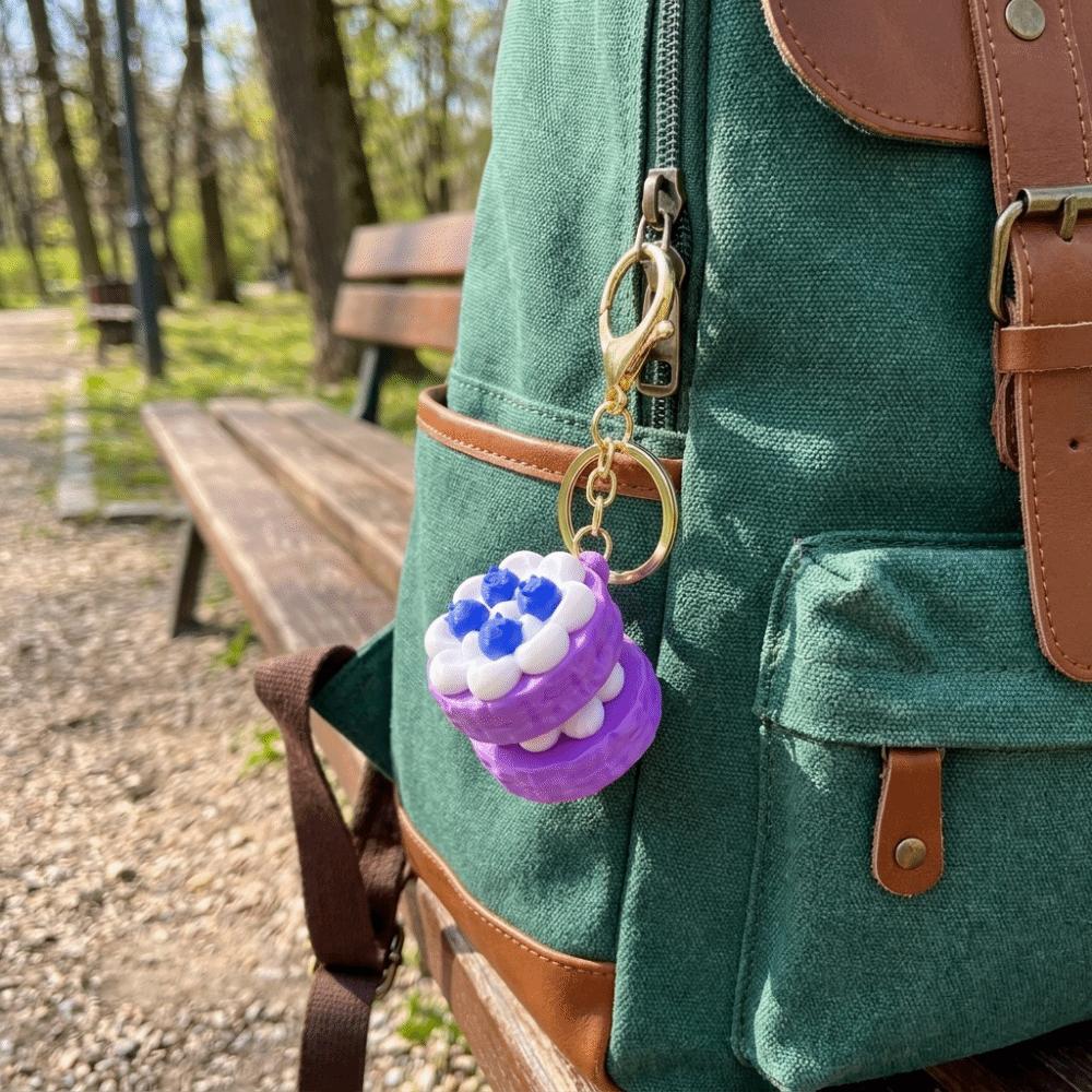 Realistic Fruit Cake Clicker Keychain 3D Printed Macaron Pendant Car Pendant