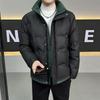 Men's Winter Stand-Collar Color Block Slim Down Jacket
