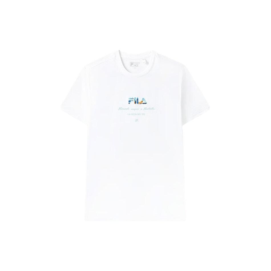 Fila Logo Print Casual Simple Sports Crew Neck Short Sleeve T-Shirt Men Tops White F11M328105FWT