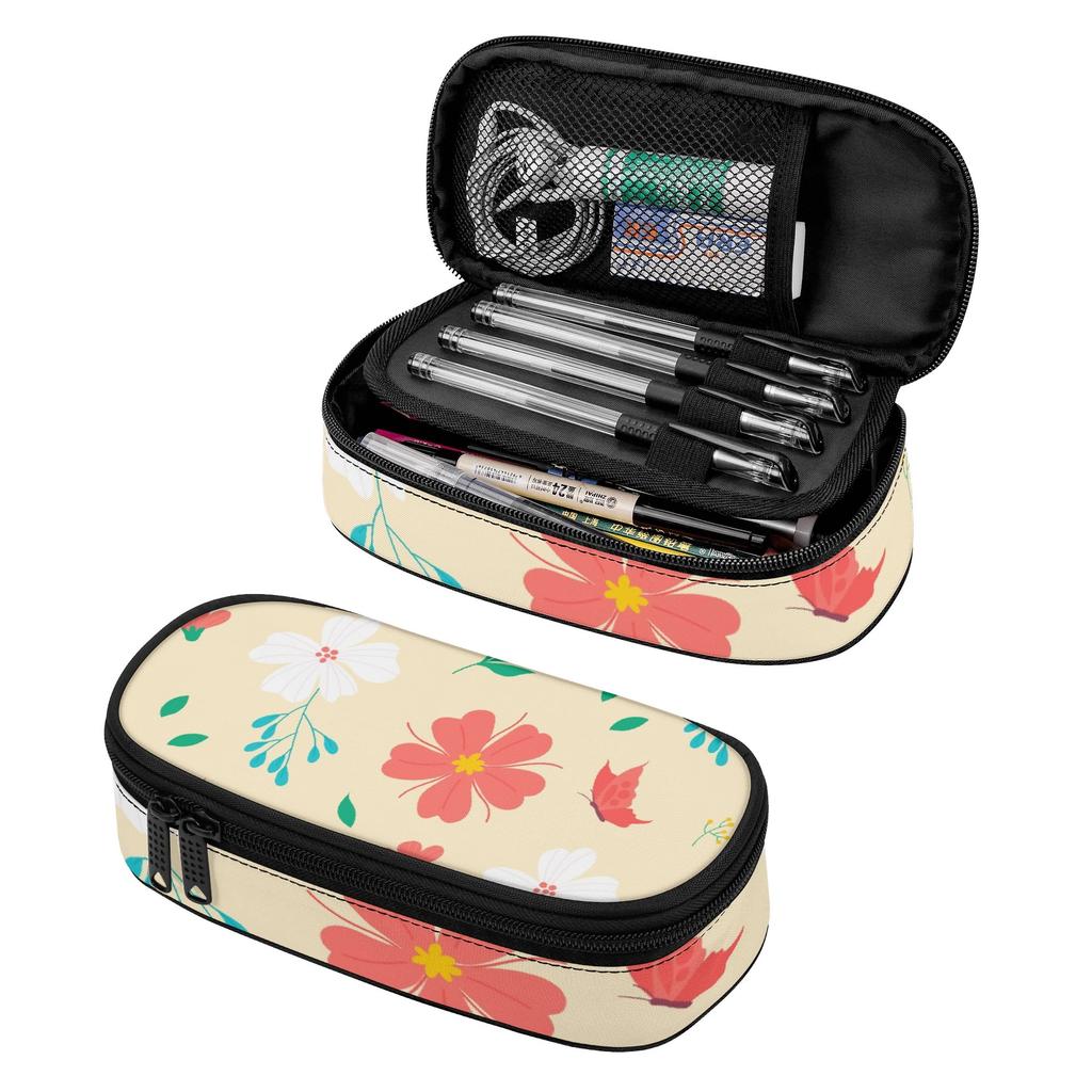 Pencil Case High Capacity Secure Zipper 300D Polyester with Main Compartment Mesh Pocket and Pen Slots for Teens and Students