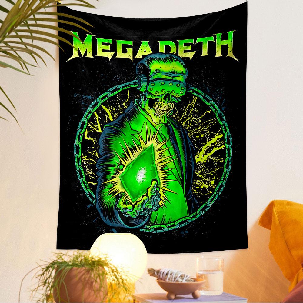Megadeth Tapestry Wall Hanging, Heavy Metal Band Logo Poster Art, Rock Wall Decor for Bedroom Living Room Dorm