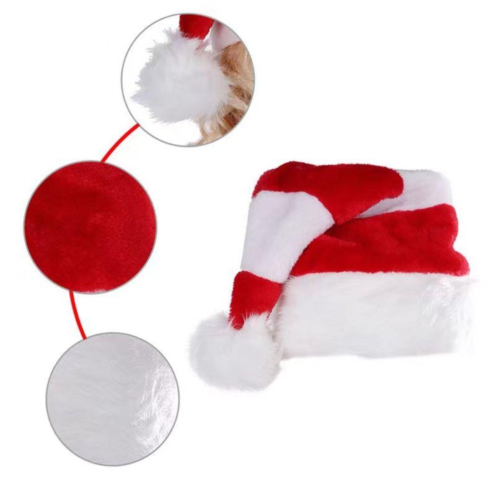 Christmas Decoration Striped Splicing Christmas Hat Soft Thicken Santa Hat Funny Fluffy Warm Winter Cap Women