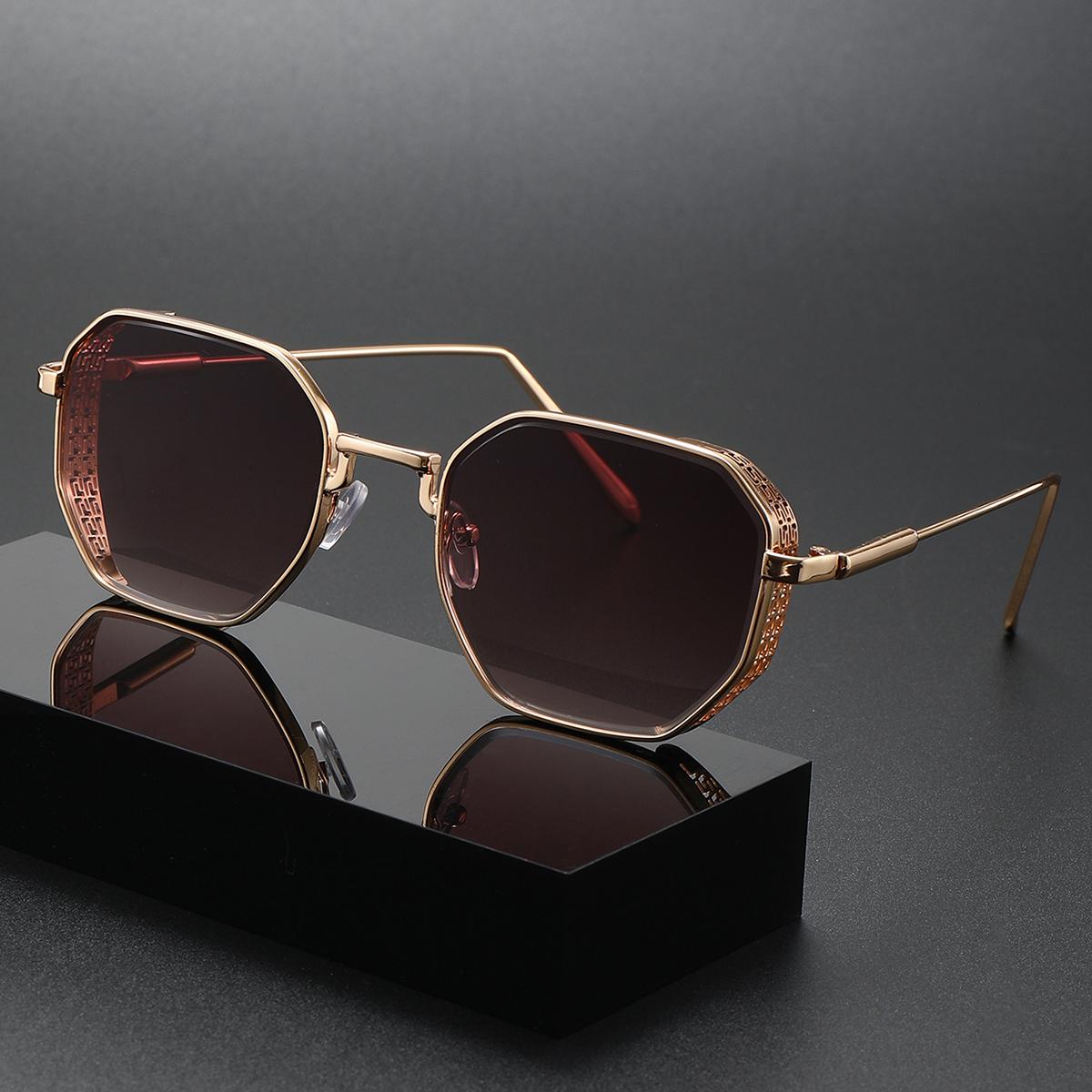 

1PC Classic Men s Retro Square Frame Sunglasses British Style Personality Party Street Photography Sun Protection Eyewear коричневый