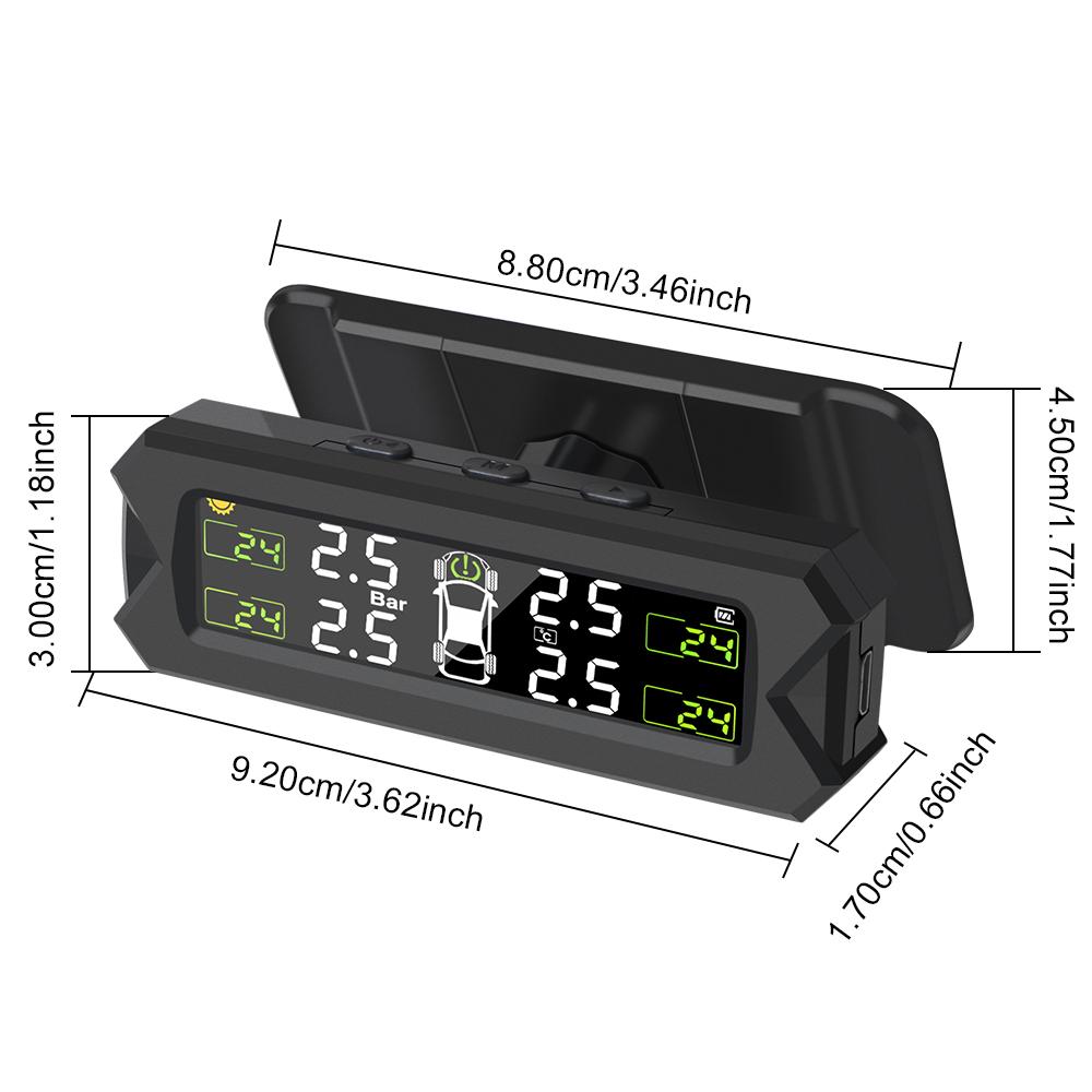 Reifendrucksensor Reifendruckkontrollsystem Solarenergie Auto Sicherheitsalarm Auto TPMS Temperaturwarnung 4 Interne Externe Sensoren