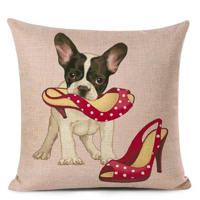 

Чехол для подушки с изображением собаки бульдога и мопса, милый чехол для подушки с принтом мультяшной собаки для дивана, наволочки для домашнего декора 45x45 см 450mm*450mm