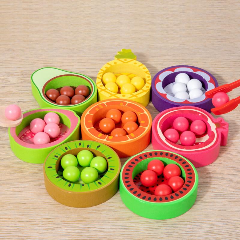 Cognitive Matching Wooden Toys With Fruit Classification Kids Education Early