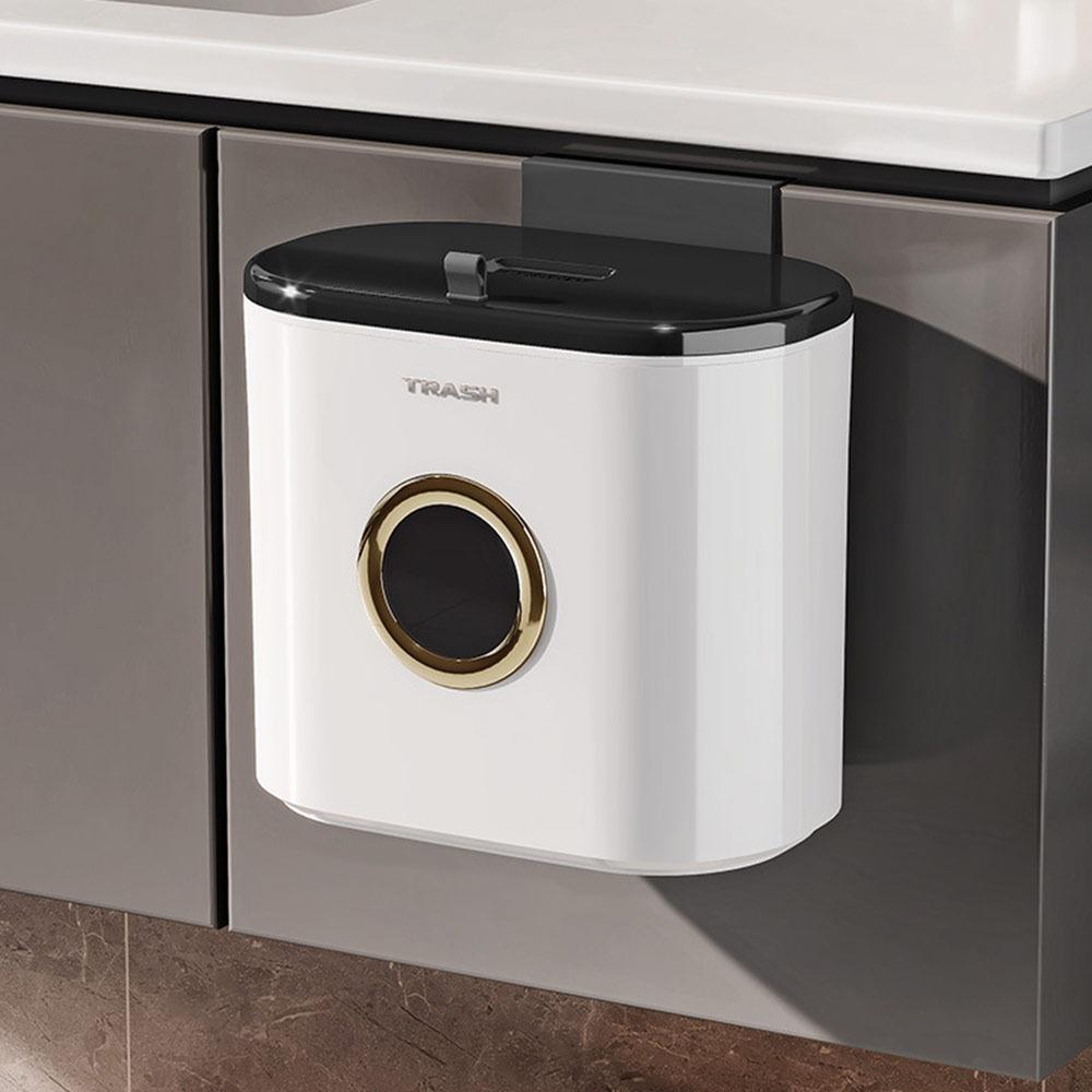 

Wall-Mounted Kitchen Garbage Can Long Tube Large Capacity Food Waste Bin with Lid Toilet Trash Can for Kitchen&Bathroom білий