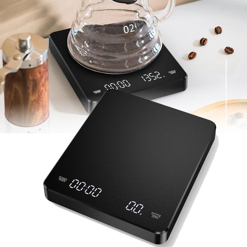Professional Coffee Scale Digital 0.1g Precision Timer USB Rechargeable 3kg Max LED Screen for Espresso Kitchen Brewing