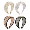 Widened Curved Hair Hoop, Breathable Mesh Base Headband with Imitation Pearls Decor, Anti-Slip Hemming Face Shaping Hair Accessory