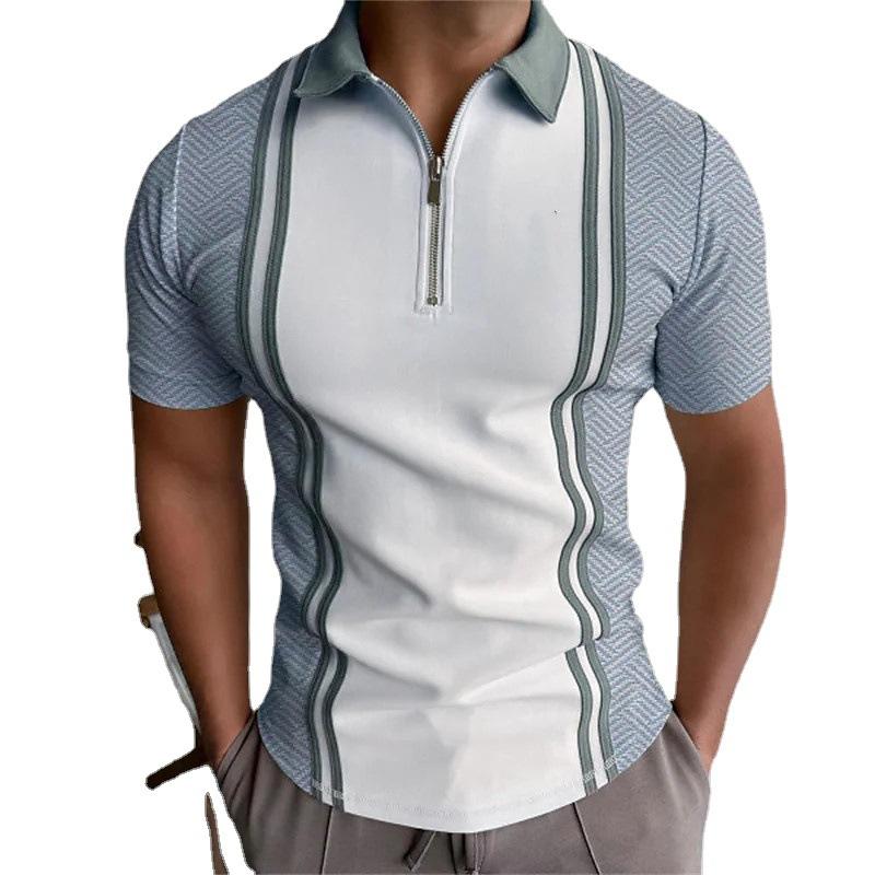 Summer Casual Men's Polo Shirt Breathable Comfortable Zipper Short Sleeve T-shirt