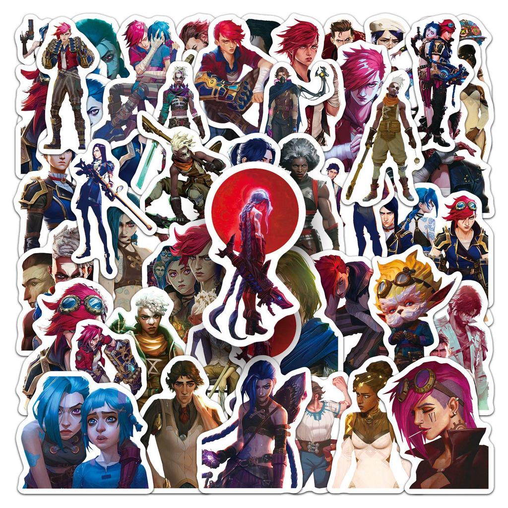 50 Battle of the Two Cities Cartoon Stickers: League of Legends Characters for Power Banks & Motorcycles