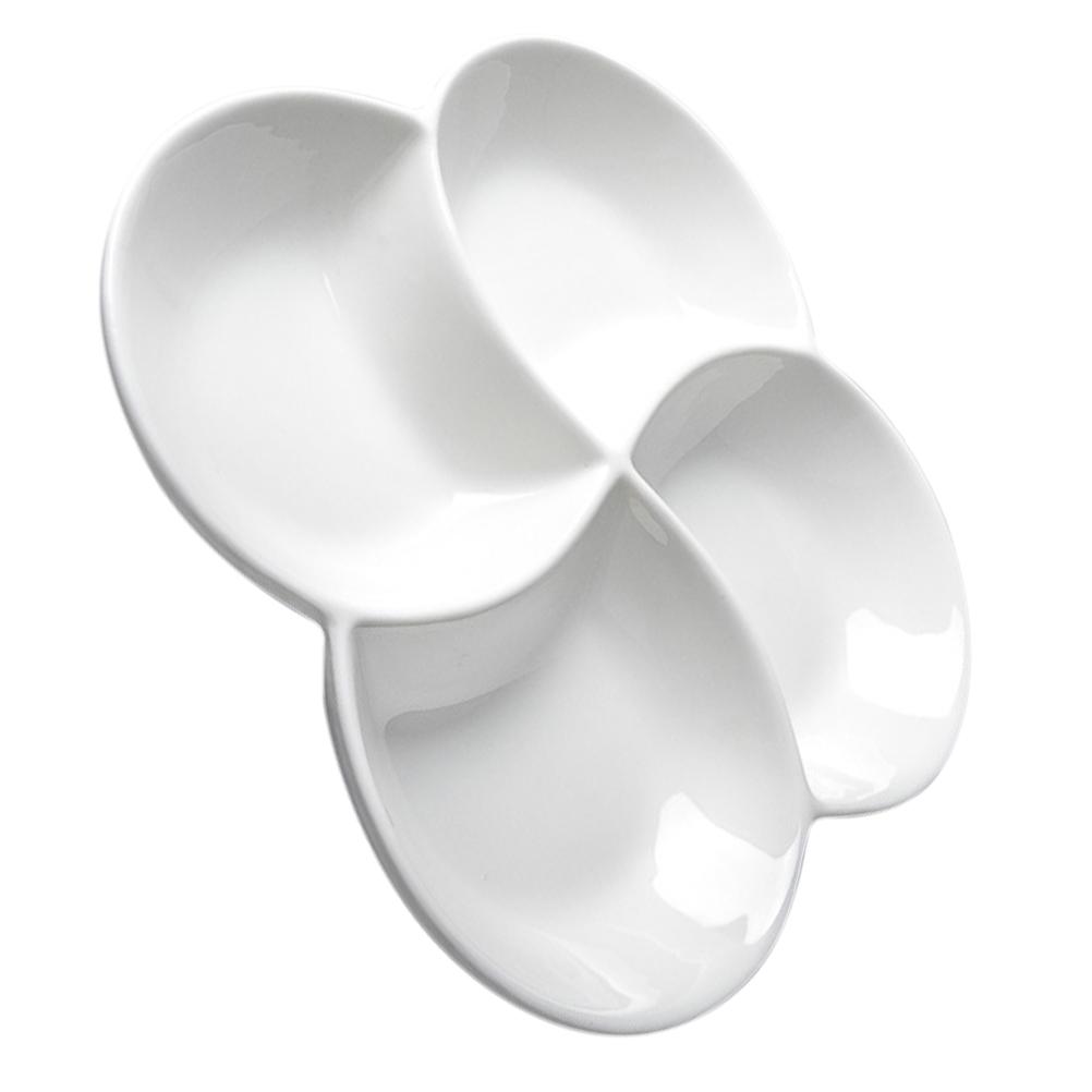 

Посуда для сервировки шведского стола Поднос с разделителями Четырехсекционная тарелка для фруктов Конфеты Закуски Ювелирные изделия 26.6X26.6X3.4CM белый