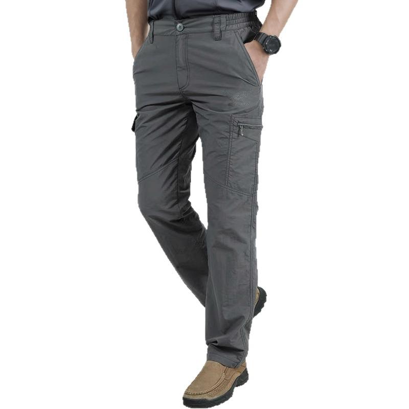 Men's Multipurpose Pockets Tactical Outdoor Activities Waist Drawstring Loose Casual Overalls