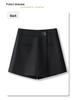 Women's High-Waist Black A-Line Wrap Skort – Spring 2025 Slimming Midi Skirt 