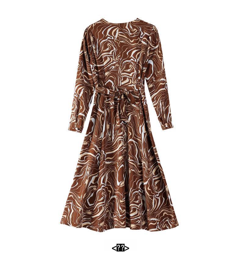 Women's Plus Size Long-Sleeve Floral Dress with Waist - Perfect for Spring and Autumn