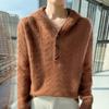 Autumn & Winter Women's Mink Velvet Knit Twist Hoodie - Heavyweight, Loose Fit, Casual Cashmere Sweater