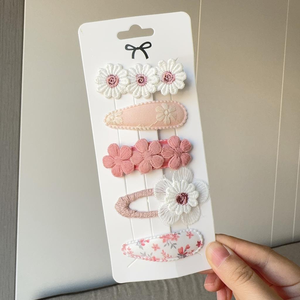 5pcs Clips Set for Kids Girl Hair Accessories Sweet Printe Hairbangs Hairclip Girls Barrette Ins Style Daisy Hairpin