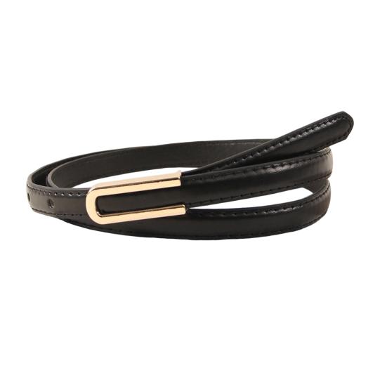 

Женский ремень из искусственной кожи с U-образной пряжкой, регулируемый пояс, однотонный, для платья, рубашки, топа, пояс для талии, аксессуар для одежды чёрный